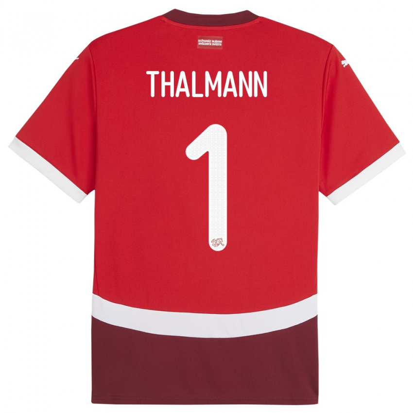 Homme Maillot Suisse Gaelle Thalmann #1 Rouge Tenues Domicile 24-26 T-Shirt Belgique
