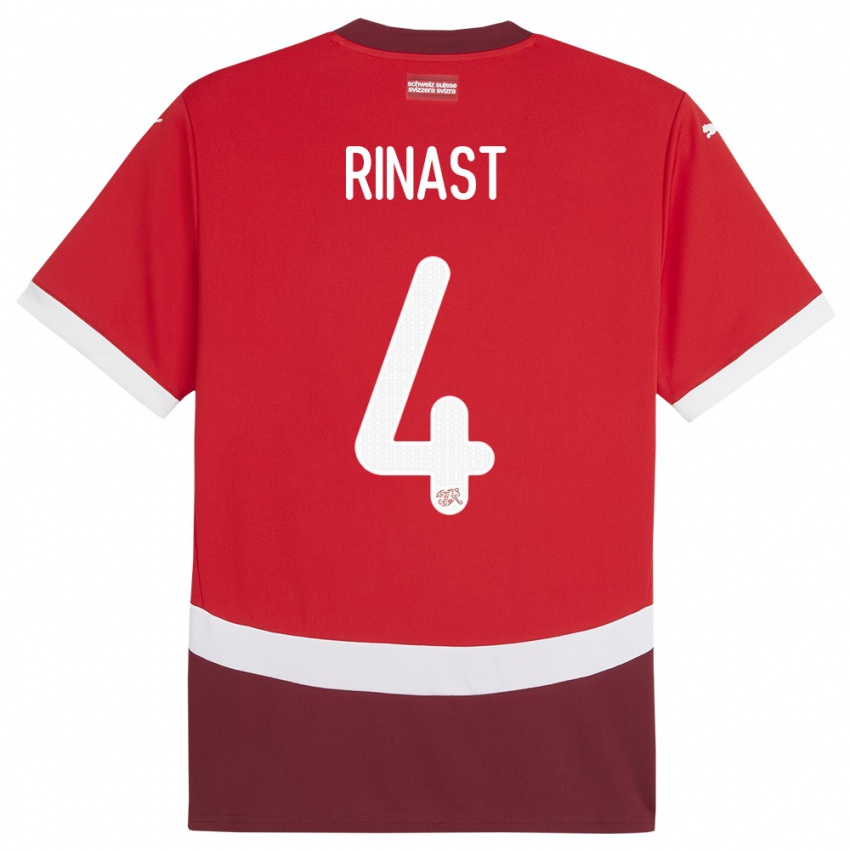 Homme Maillot Suisse Rachel Rinast #4 Rouge Tenues Domicile 24-26 T-Shirt Belgique