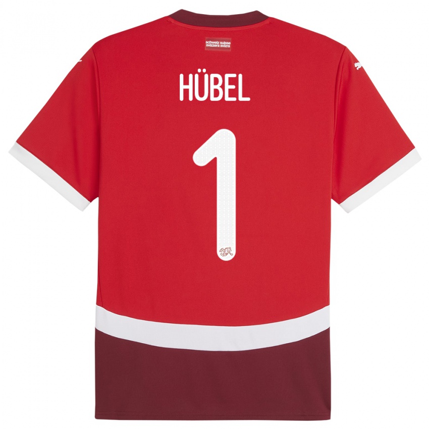 Homme Maillot Suisse Marvin Hubel #1 Rouge Tenues Domicile 24-26 T-Shirt Belgique
