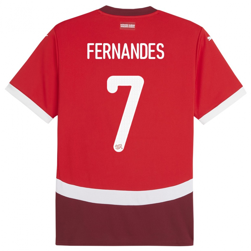 Herren Schweiz Ruben Fernandes #7 Rot Heimtrikot Trikot 24-26 T-Shirt Belgien
