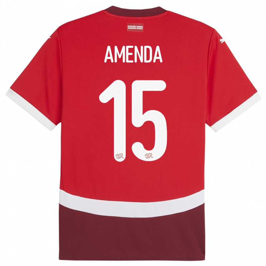 Herren Schweiz Aurele Amenda #15 Rot Heimtrikot Trikot 24-26 T-Shirt Belgien