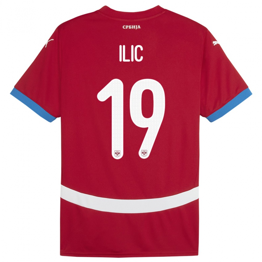 Homme Maillot Serbie Ivan Ilic #19 Rouge Tenues Domicile 24-26 T-Shirt Belgique