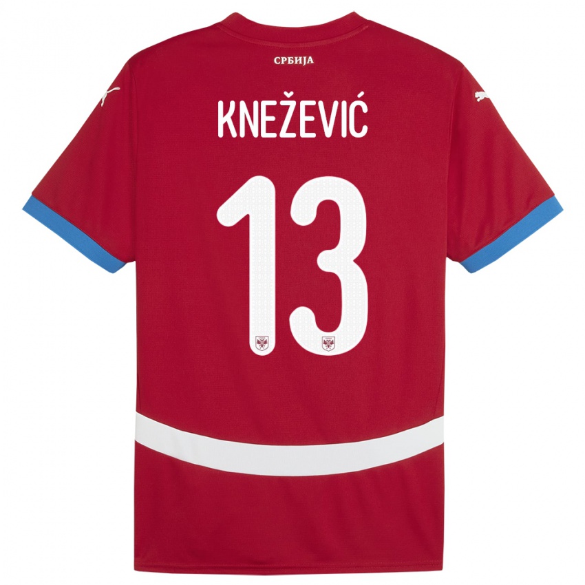 Homme Maillot Serbie Milana Knezevic #13 Rouge Tenues Domicile 24-26 T-Shirt Belgique