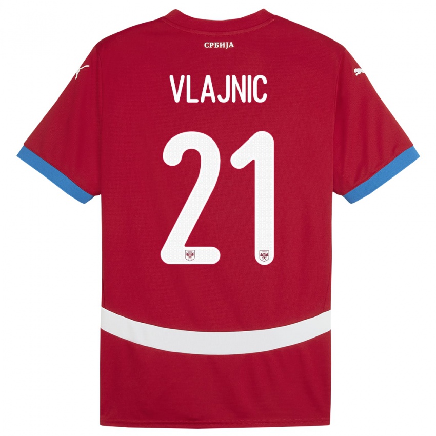 Homme Maillot Serbie Tyla Jay Vlajnic #21 Rouge Tenues Domicile 24-26 T-Shirt Belgique