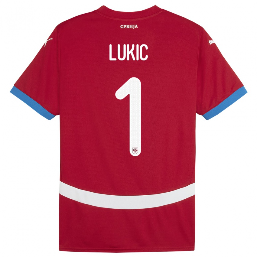 Homme Maillot Serbie Ognjen Lukic #1 Rouge Tenues Domicile 24-26 T-Shirt Belgique