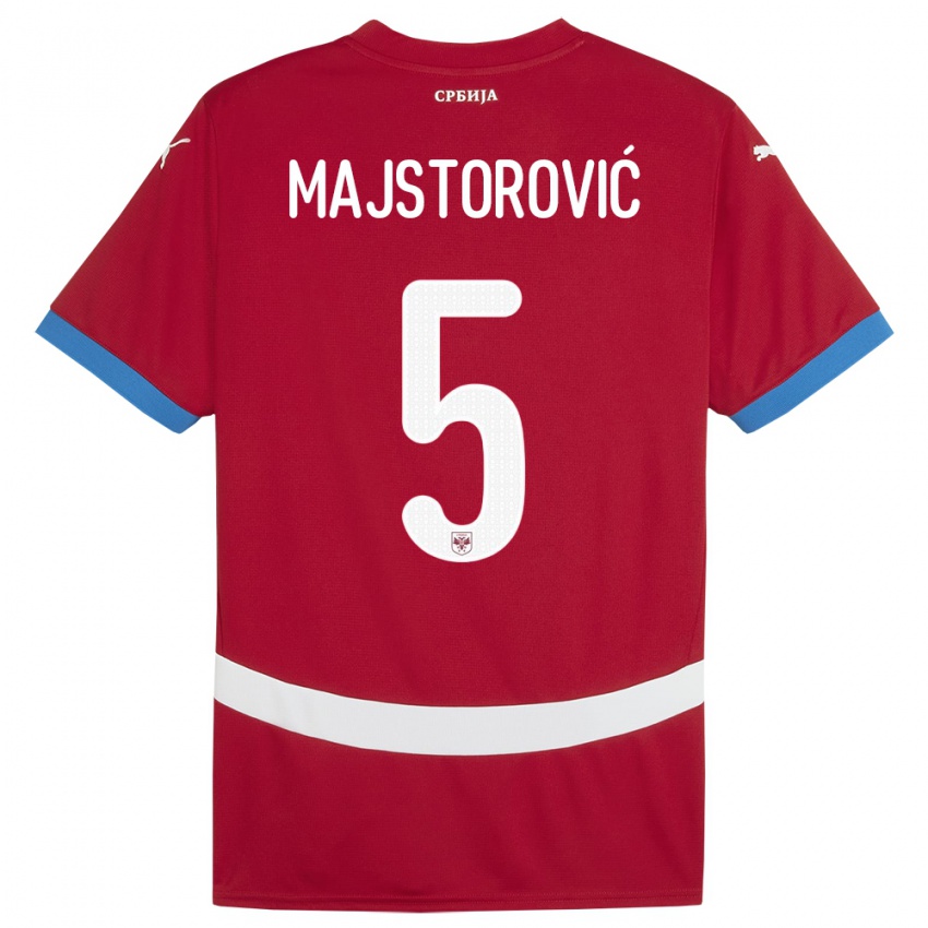 Heren Servië Milan Majstorovic #5 Rood Thuisshirt Thuistenue 24-26 T-Shirt België