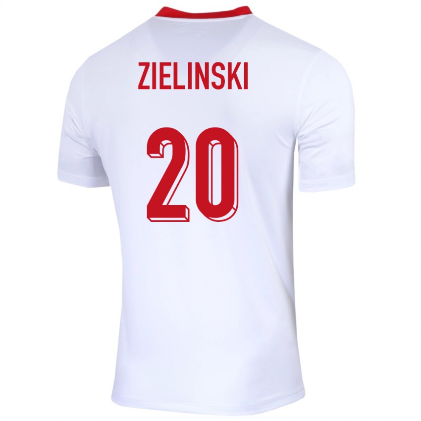 Herren Polen Piotr Zielinski #20 Weiß Heimtrikot Trikot 24-26 T-Shirt Belgien
