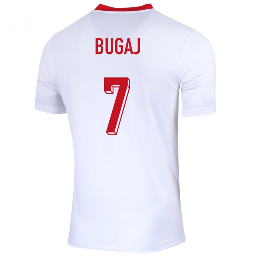 Homme Maillot Pologne Dawid Bugaj #7 Blanc Tenues Domicile 24-26 T-Shirt Belgique