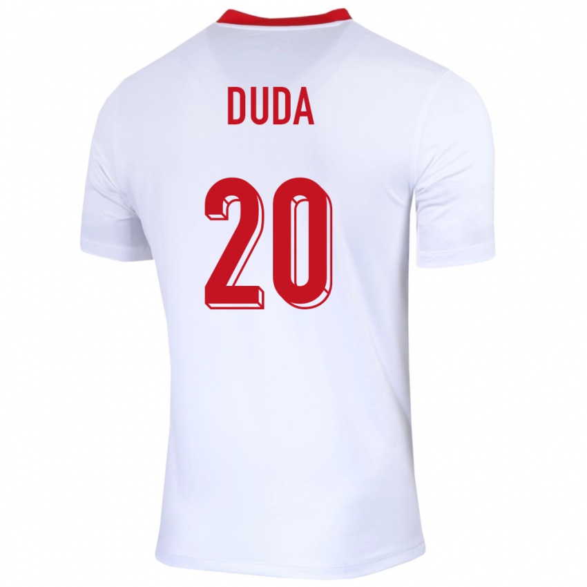 Herren Polen Kacper Duda #20 Weiß Heimtrikot Trikot 24-26 T-Shirt Belgien