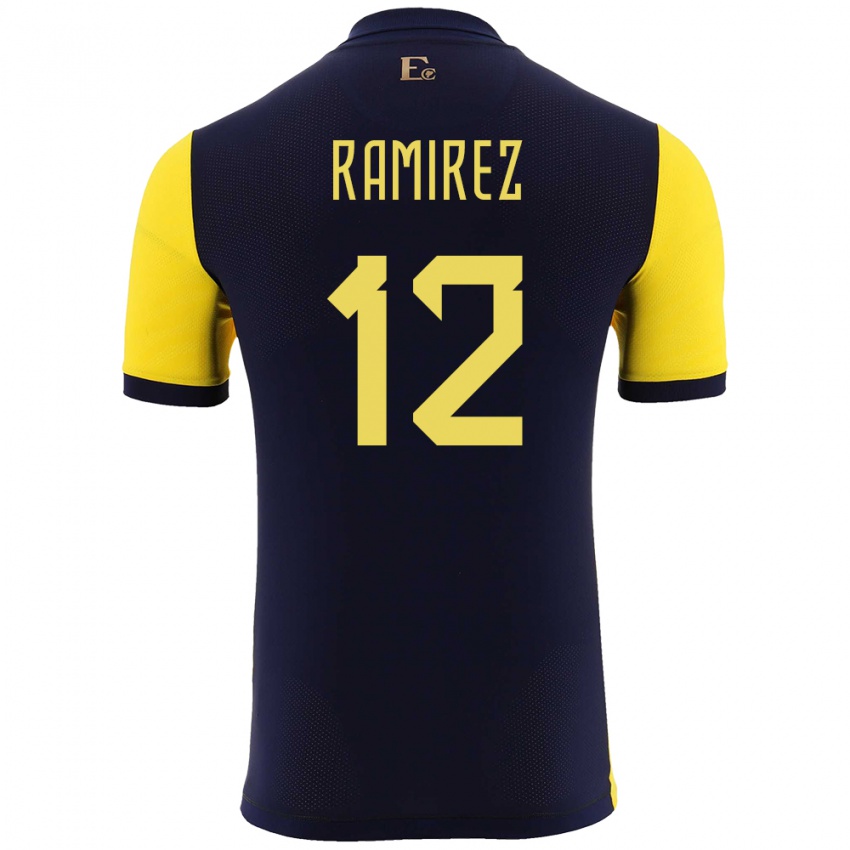 Herren Ecuador Moises Ramirez #12 Gelb Heimtrikot Trikot 24-26 T-Shirt Belgien