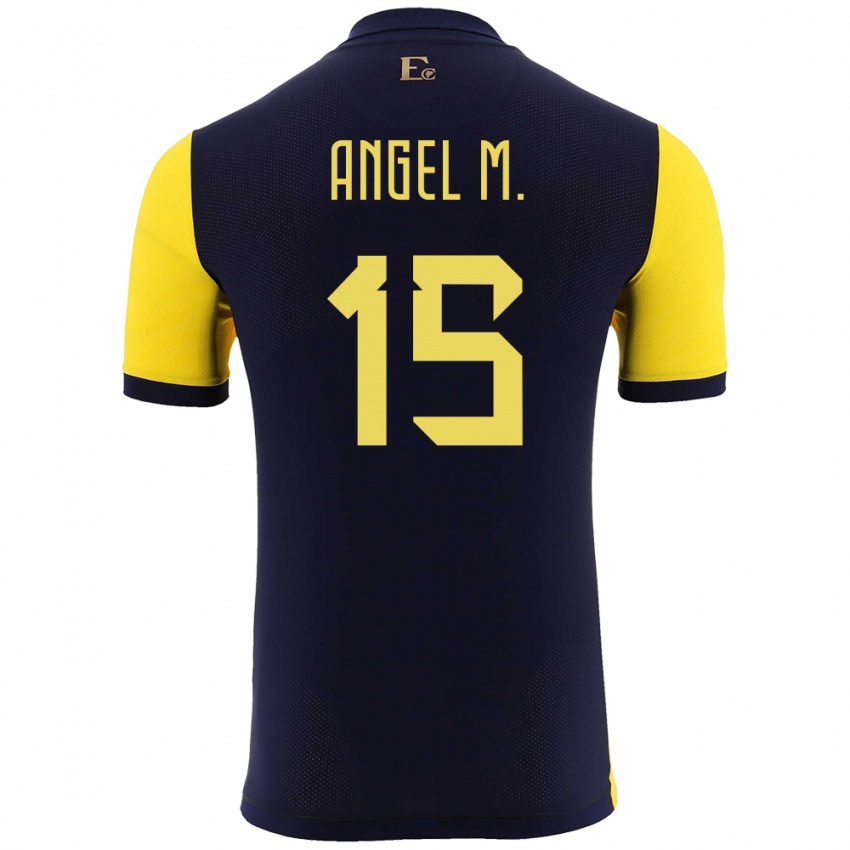 Herren Ecuador Angel Mena #15 Gelb Heimtrikot Trikot 24-26 T-Shirt Belgien
