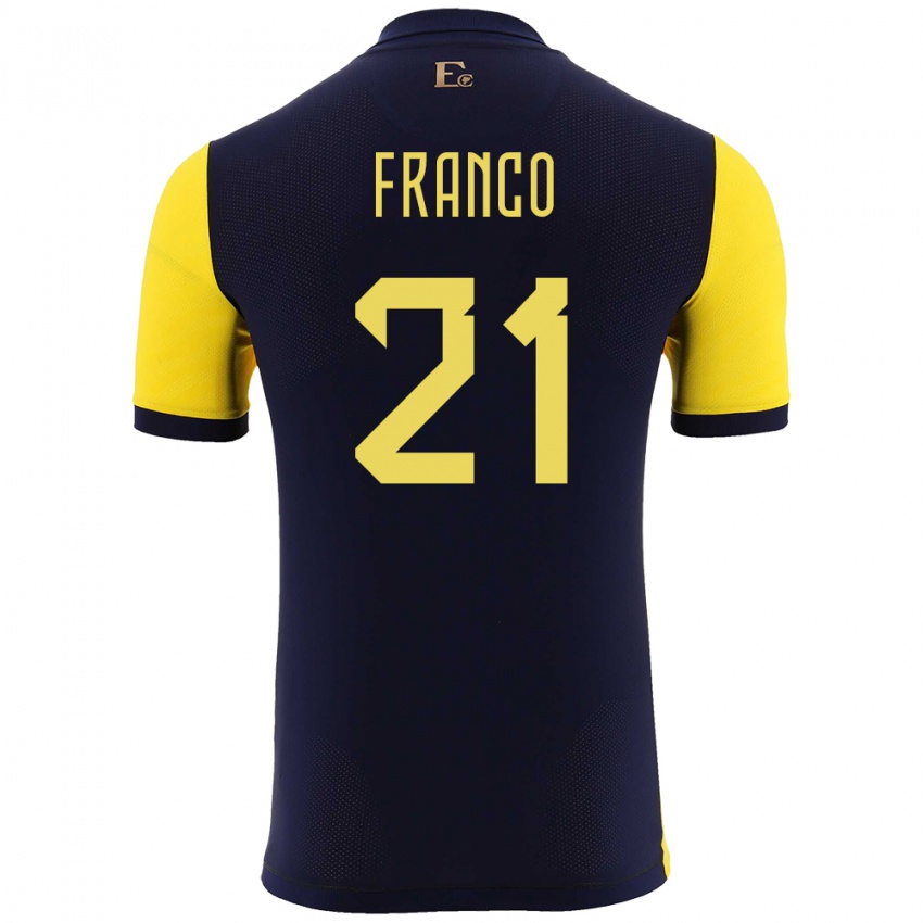 Heren Ecuador Alan Franco #21 Geel Thuisshirt Thuistenue 24-26 T-Shirt België