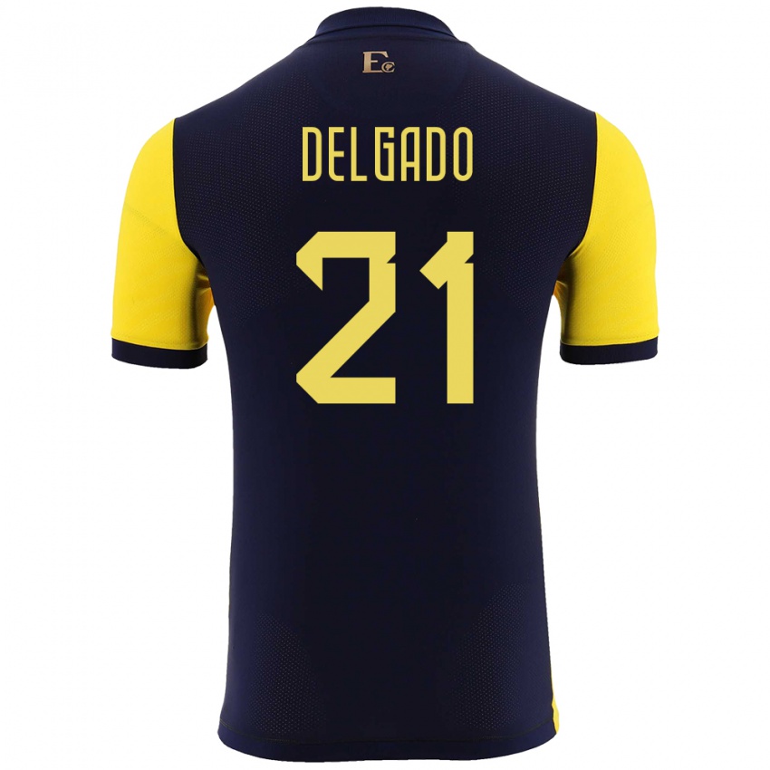 Herren Ecuador Patrickson Delgado #21 Gelb Heimtrikot Trikot 24-26 T-Shirt Belgien