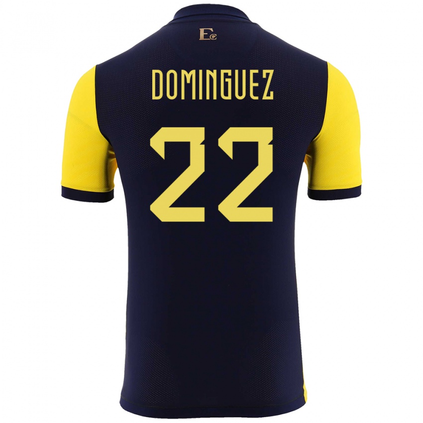 Homme Maillot Équateur Alexander Dominguez #22 Jaune Tenues Domicile 24-26 T-Shirt Belgique