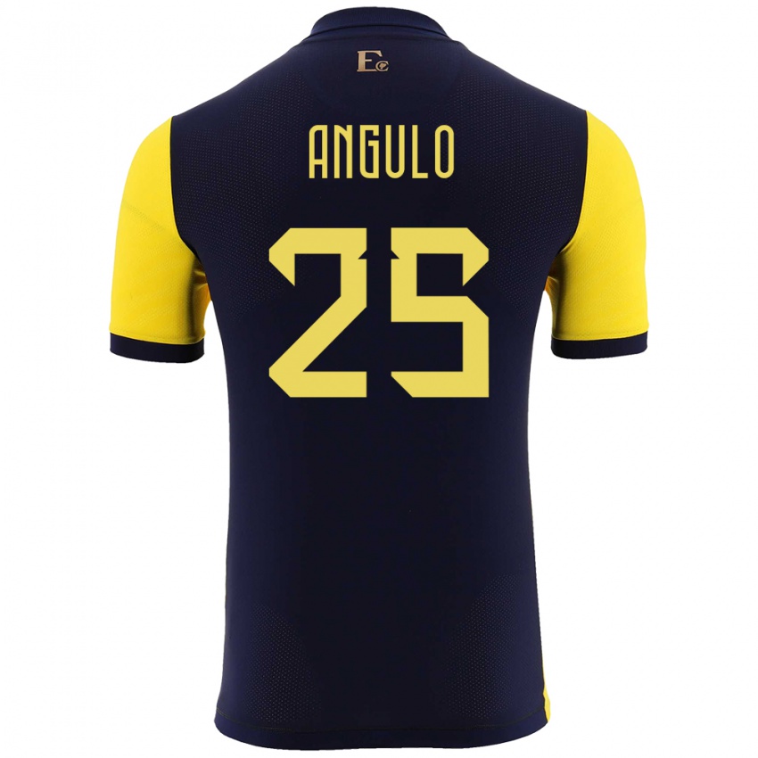 Homme Maillot Équateur Nilson Angulo #25 Jaune Tenues Domicile 24-26 T-Shirt Belgique