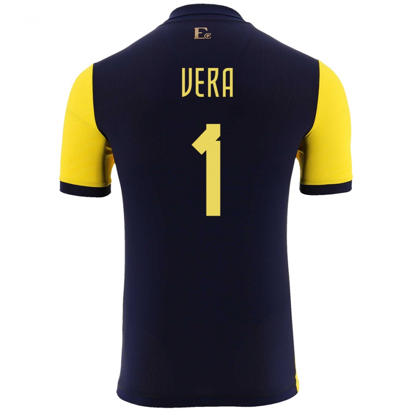Heren Ecuador Andrea Vera #1 Geel Thuisshirt Thuistenue 24-26 T-Shirt België