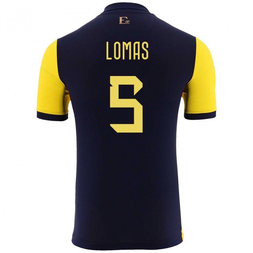 Herren Ecuador Ariana Lomas #5 Gelb Heimtrikot Trikot 24-26 T-Shirt Belgien
