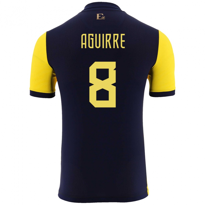 Herren Ecuador Marthina Aguirre #8 Gelb Heimtrikot Trikot 24-26 T-Shirt Belgien