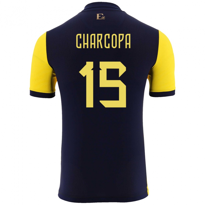 Herren Ecuador Nicole Charcopa #15 Gelb Heimtrikot Trikot 24-26 T-Shirt Belgien