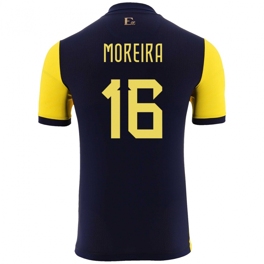 Herren Ecuador Ligia Moreira #16 Gelb Heimtrikot Trikot 24-26 T-Shirt Belgien