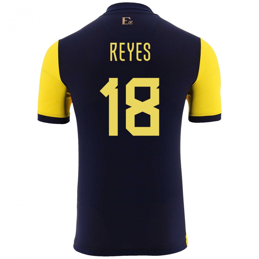 Herren Ecuador Ashley Reyes #18 Gelb Heimtrikot Trikot 24-26 T-Shirt Belgien