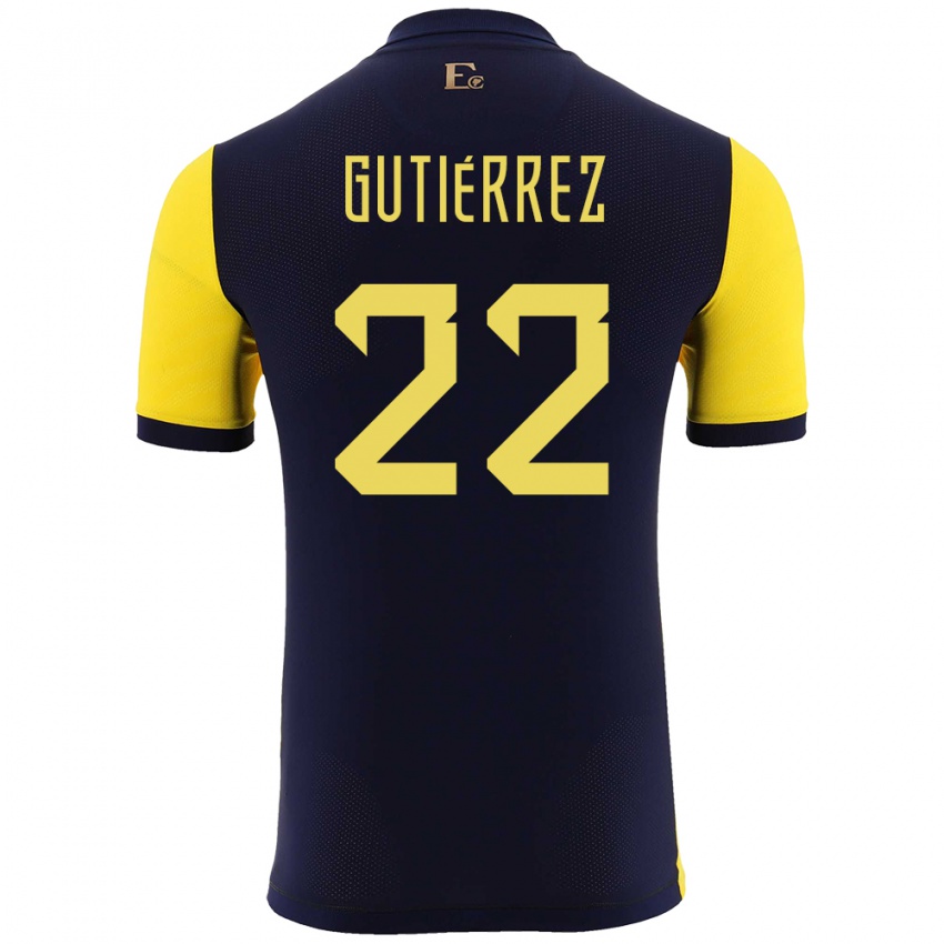 Heren Ecuador Melanie Gutierrez #22 Geel Thuisshirt Thuistenue 24-26 T-Shirt België