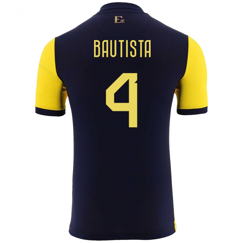 Herren Ecuador Davis Bautista #4 Gelb Heimtrikot Trikot 24-26 T-Shirt Belgien