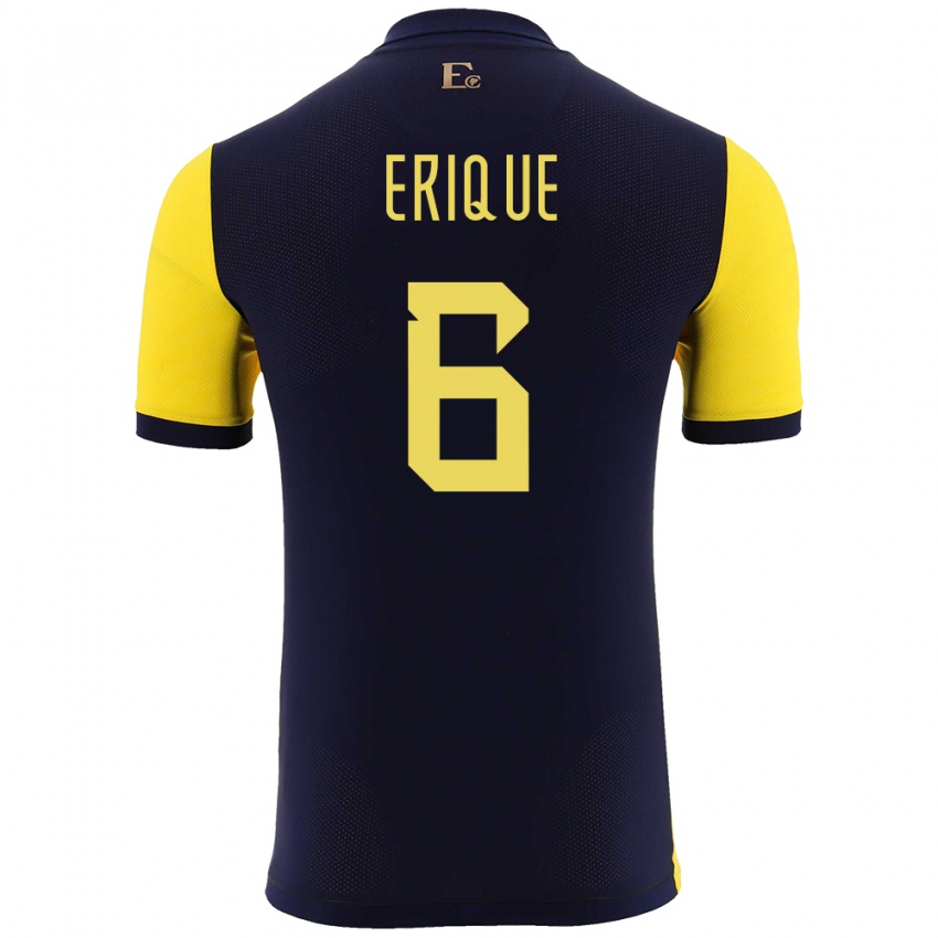 Herren Ecuador Yeltzin Erique #6 Gelb Heimtrikot Trikot 24-26 T-Shirt Belgien