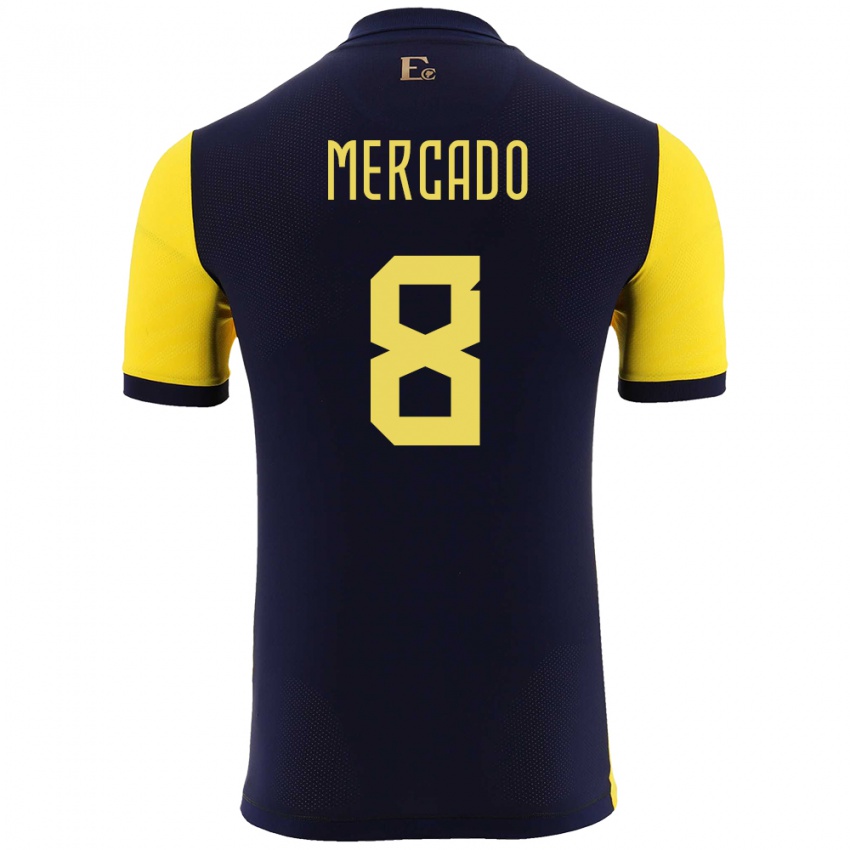 Herren Ecuador Patrik Mercado #8 Gelb Heimtrikot Trikot 24-26 T-Shirt Belgien