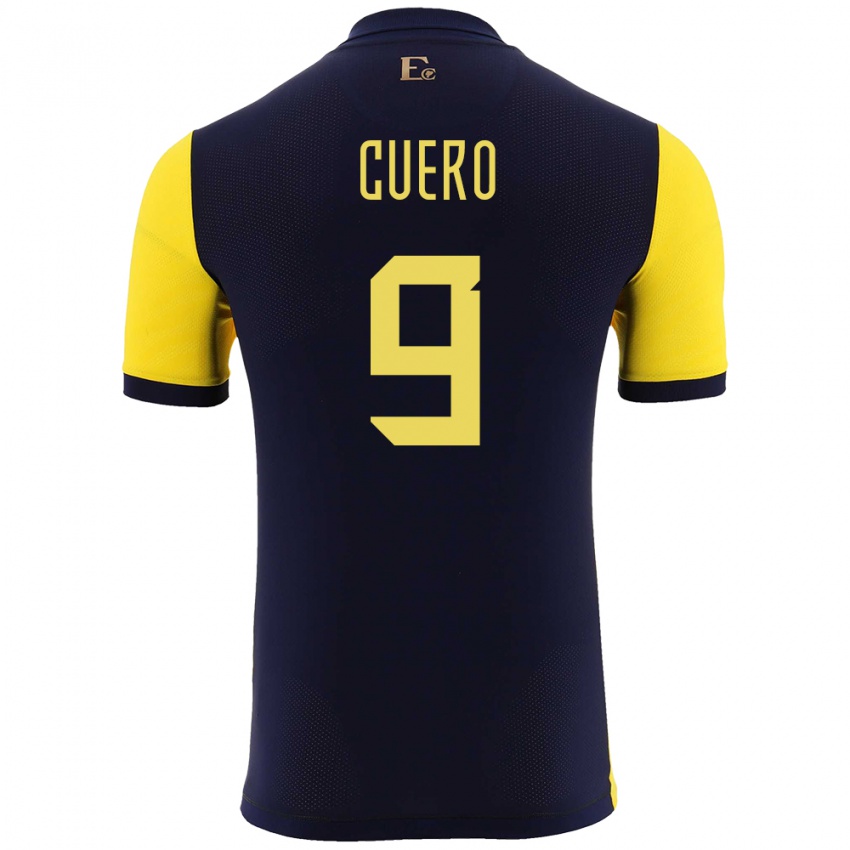 Herren Ecuador Justin Cuero #9 Gelb Heimtrikot Trikot 24-26 T-Shirt Belgien