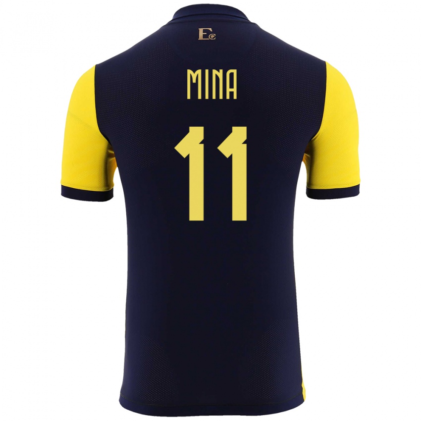 Herren Ecuador Ariel Mina #11 Gelb Heimtrikot Trikot 24-26 T-Shirt Belgien