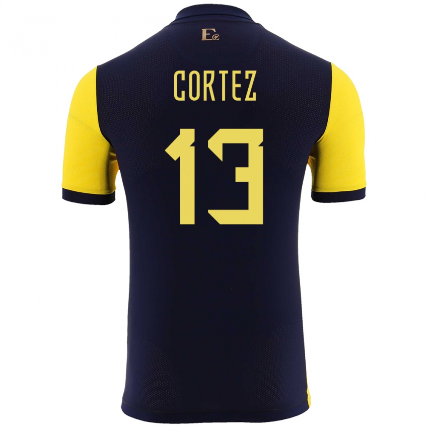 Heren Ecuador Steven Cortez #13 Geel Thuisshirt Thuistenue 24-26 T-Shirt België