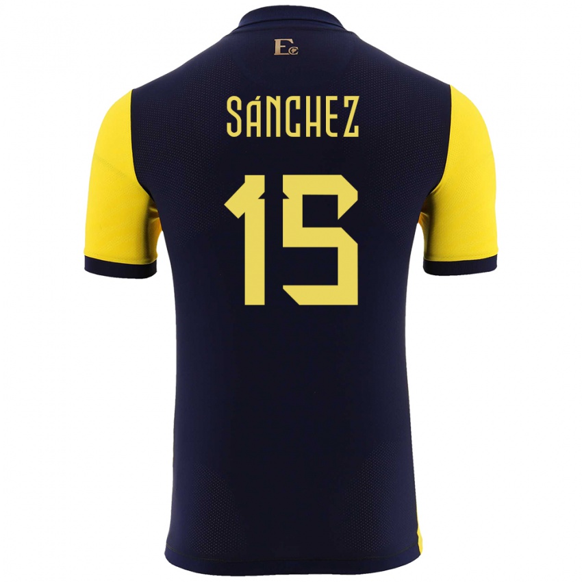 Herren Ecuador Juan Sanchez #15 Gelb Heimtrikot Trikot 24-26 T-Shirt Belgien