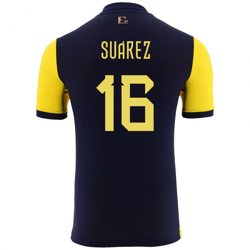 Herren Ecuador Ariel Suarez #16 Gelb Heimtrikot Trikot 24-26 T-Shirt Belgien