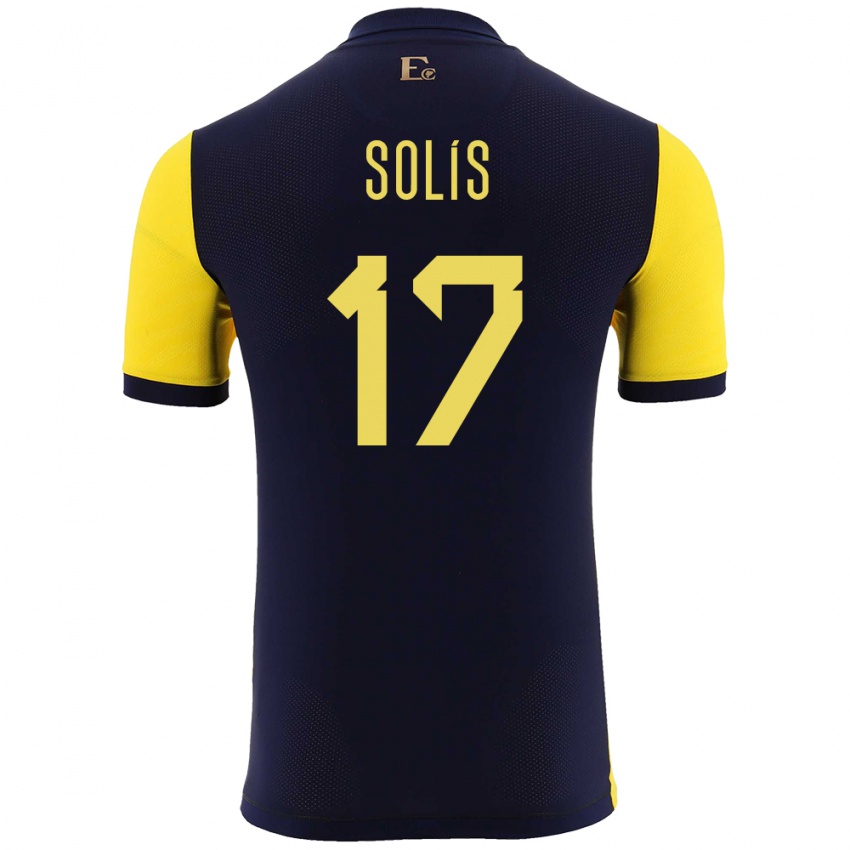 Homme Maillot Équateur Mathias Solis #17 Jaune Tenues Domicile 24-26 T-Shirt Belgique