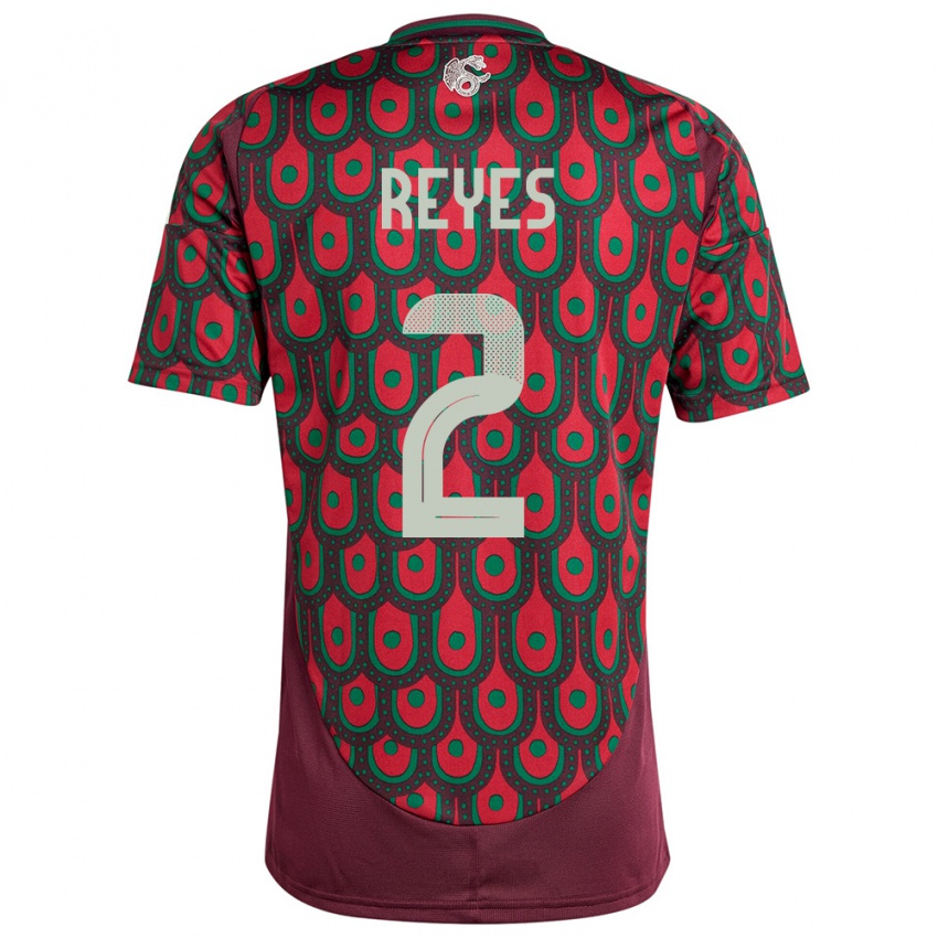 Heren Mexico Luis Reyes #2 Kastanjebruin Thuisshirt Thuistenue 24-26 T-Shirt België