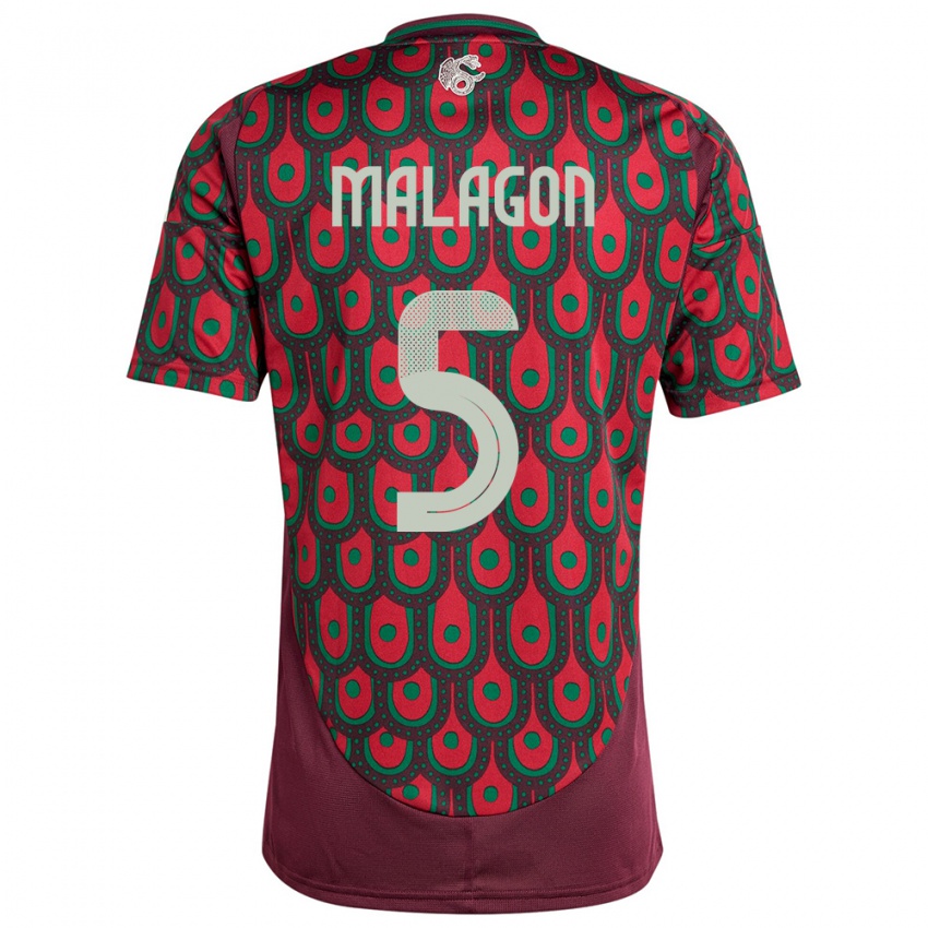 Homme Maillot Mexique Luis Malagon #5 Bordeaux Tenues Domicile 24-26 T-Shirt Belgique