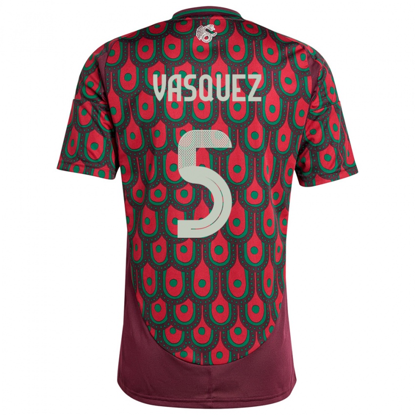 Herren Mexiko Johan Vasquez #5 Kastanienbraun Heimtrikot Trikot 24-26 T-Shirt Belgien