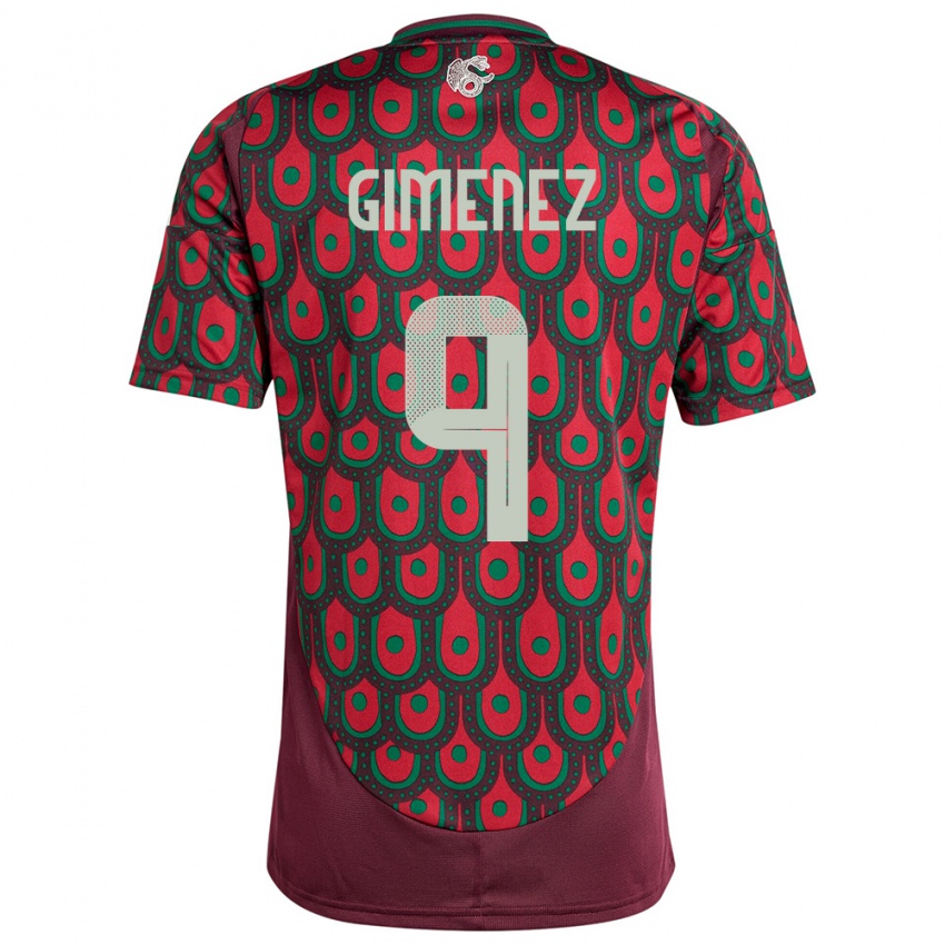 Heren Mexico Santiago Gimenez #9 Kastanjebruin Thuisshirt Thuistenue 24-26 T-Shirt België