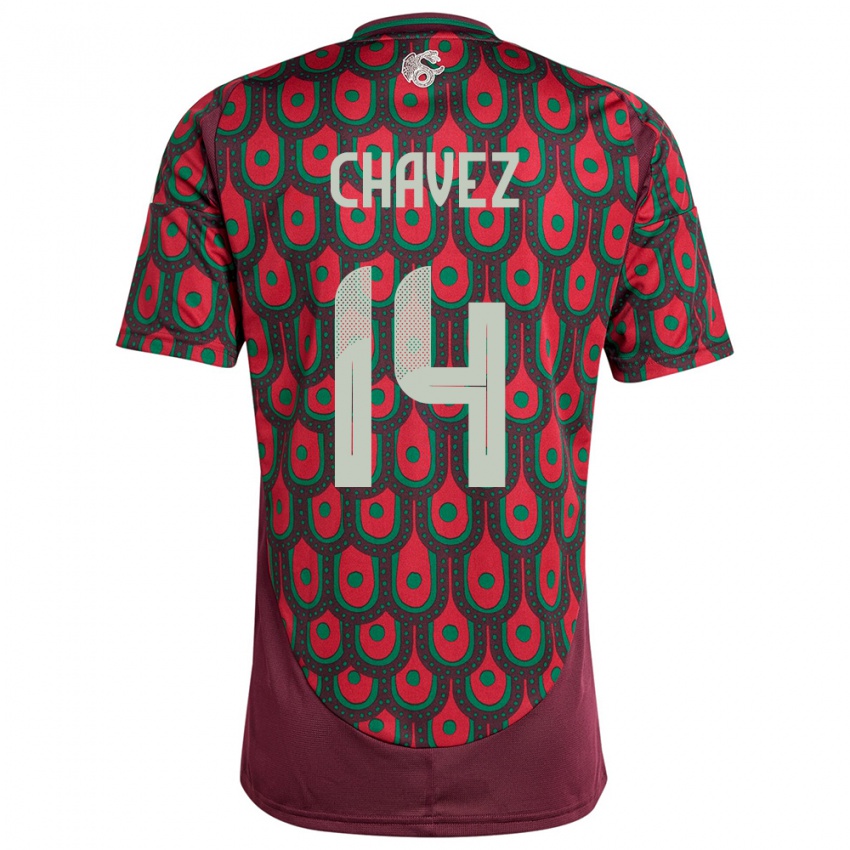 Heren Mexico Luis Chavez #14 Kastanjebruin Thuisshirt Thuistenue 24-26 T-Shirt België