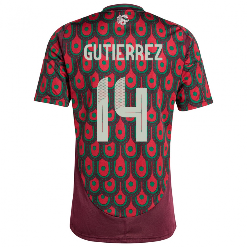 Herren Mexiko Erick Gutierrez #14 Kastanienbraun Heimtrikot Trikot 24-26 T-Shirt Belgien