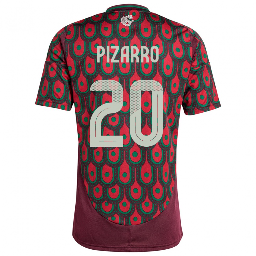 Homme Maillot Mexique Rodolfo Pizarro #20 Bordeaux Tenues Domicile 24-26 T-Shirt Belgique