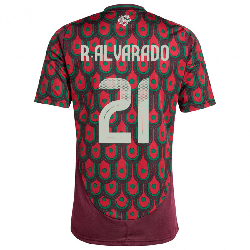 Heren Mexico Roberto Alvarado #21 Kastanjebruin Thuisshirt Thuistenue 24-26 T-Shirt België