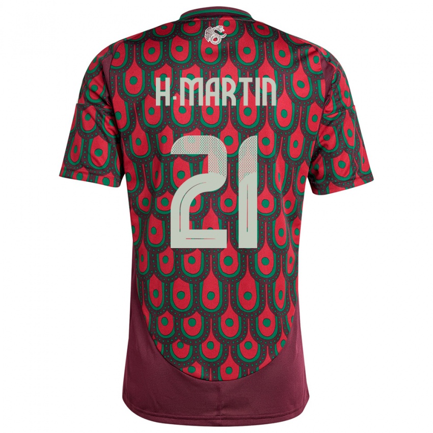Homme Maillot Mexique Henry Martin #21 Bordeaux Tenues Domicile 24-26 T-Shirt Belgique
