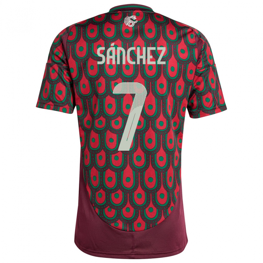 Homme Maillot Mexique Maria Sanchez #7 Bordeaux Tenues Domicile 24-26 T-Shirt Belgique