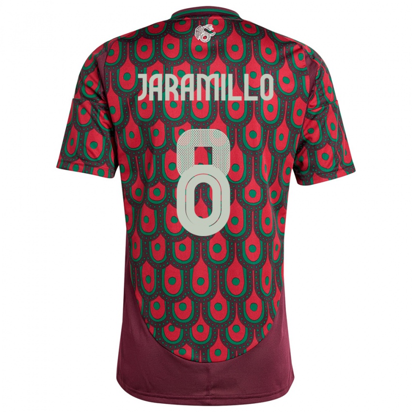 Homme Maillot Mexique Carolina Jaramillo #8 Bordeaux Tenues Domicile 24-26 T-Shirt Belgique