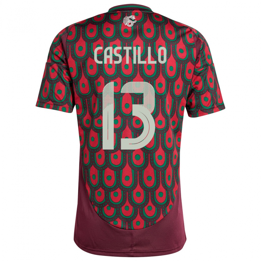 Herren Mexiko Jose Castillo #13 Kastanienbraun Heimtrikot Trikot 24-26 T-Shirt Belgien