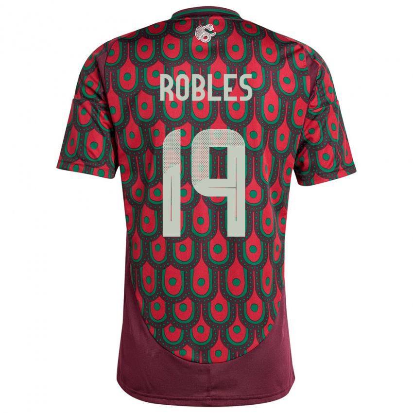 Homme Maillot Mexique Angel Robles #19 Bordeaux Tenues Domicile 24-26 T-Shirt Belgique