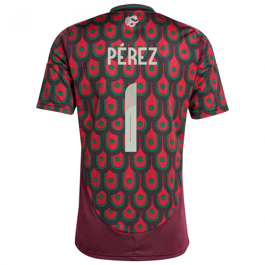 Homme Maillot Mexique Emiliano Perez #1 Bordeaux Tenues Domicile 24-26 T-Shirt Belgique