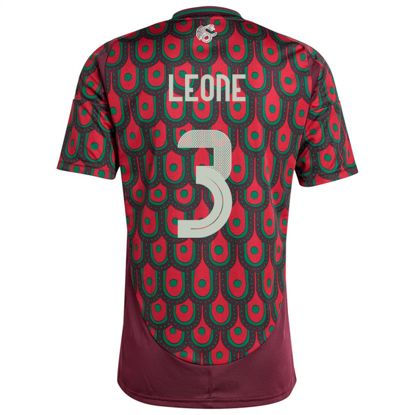 Homme Maillot Mexique Antonio Leone #3 Bordeaux Tenues Domicile 24-26 T-Shirt Belgique